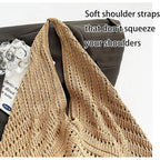 Crochet Beach Tote Bag Summer Vacation Handbags Beach Bag For Women Cute Woven Shoulder Purses Mesh Knit Crochet Bag