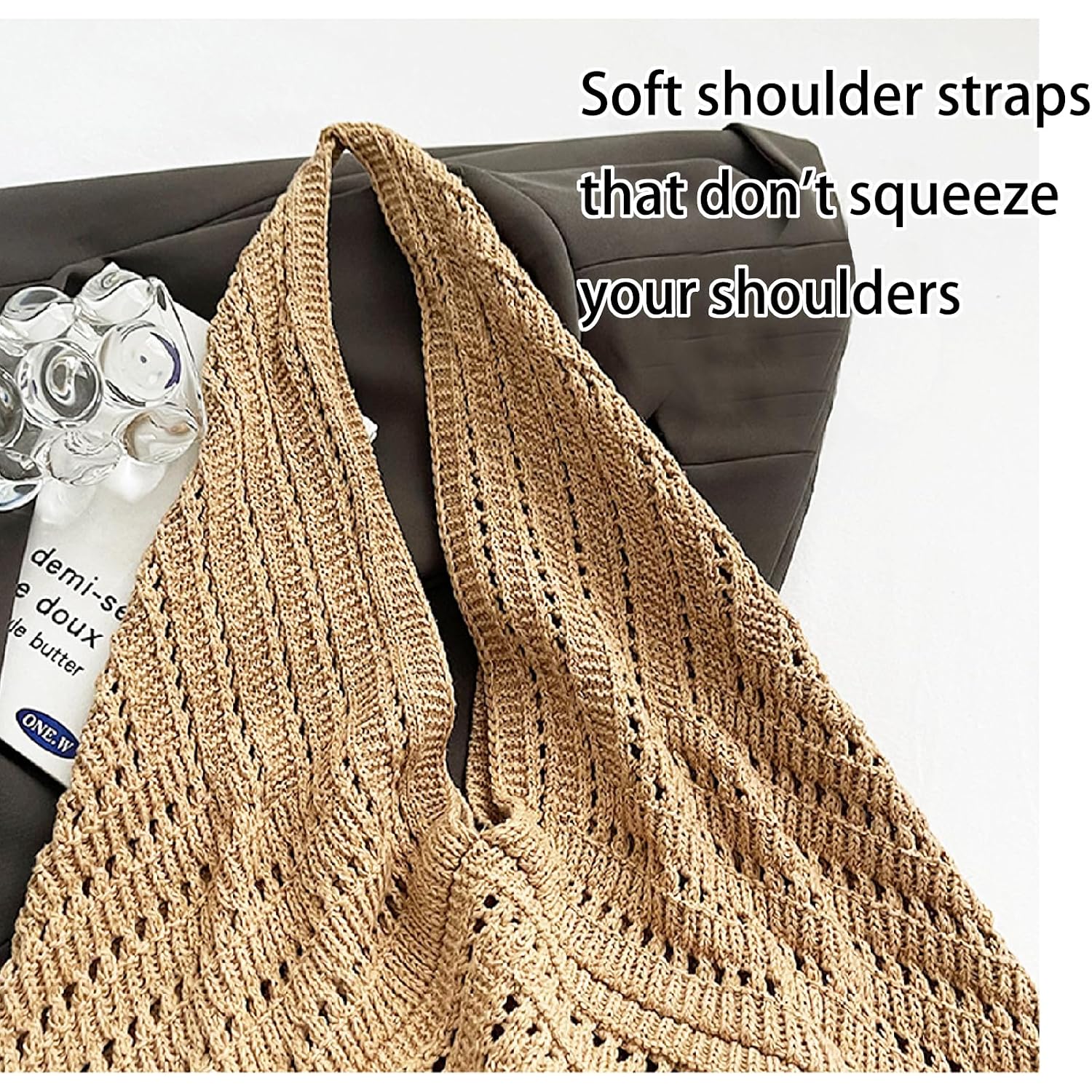 Crochet Beach Tote Bag Summer Vacation Handbags Beach Bag For Women Cute Woven Shoulder Purses Mesh Knit Crochet Bag
