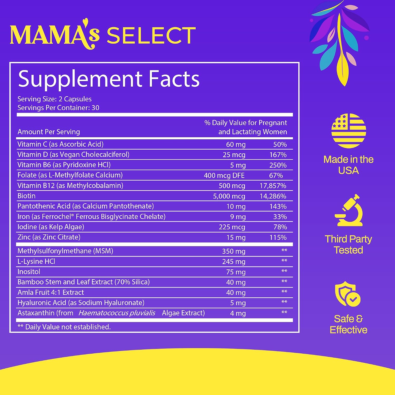 Mama'S Select Postpartum Hair Loss Vitamins – Reduce Shedding, Restore Thickness, Shine, & Strength – Supports Hormonal Balance, Cellular Renewal & Scalp Health – Treatment Is Safe For Breastfeeding