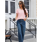 MAGCOMSEN Women's Cotton T Shirt V-Neck Short Sleeve Shirt Classic-Fit Casual Breathable Tee Summer Basic Tops