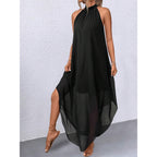 Verdusa Women'S Wedding Guest Dress Halter Flowy Chiffon Asymmetrical Long Summer Prom Dress
