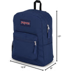 Jansport Cross Town Backpack 17" X 12.5" X 6" - Simple Bag For Everyone With 1 Main Compartment, Front Utility Pocket - Premium Class Accessories - Navy