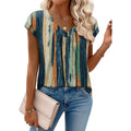 Zeagoo Womens Tops Short Sleeve V Neck Shirts Summer Dressy Casual Business Clothes Work Blouses Fashion Clothing Outfits Cx289 Striped Tie Dye