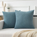 Kevin Textile Throw Pillow Covers Soft Corduroy Decorative Set Of 2 Boho Striped Pillow Covers Pillowcases Farmhouse Home Decor For Couch Bed Sofa Living Room 18X18 Inch Blue Grey