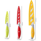 Vituer Chef Knife, 3Pcs Kitchen Knife, Multicolor Stainless Steel Sharp Chef Knife Set (3Pack, Yellow, Red, Green)