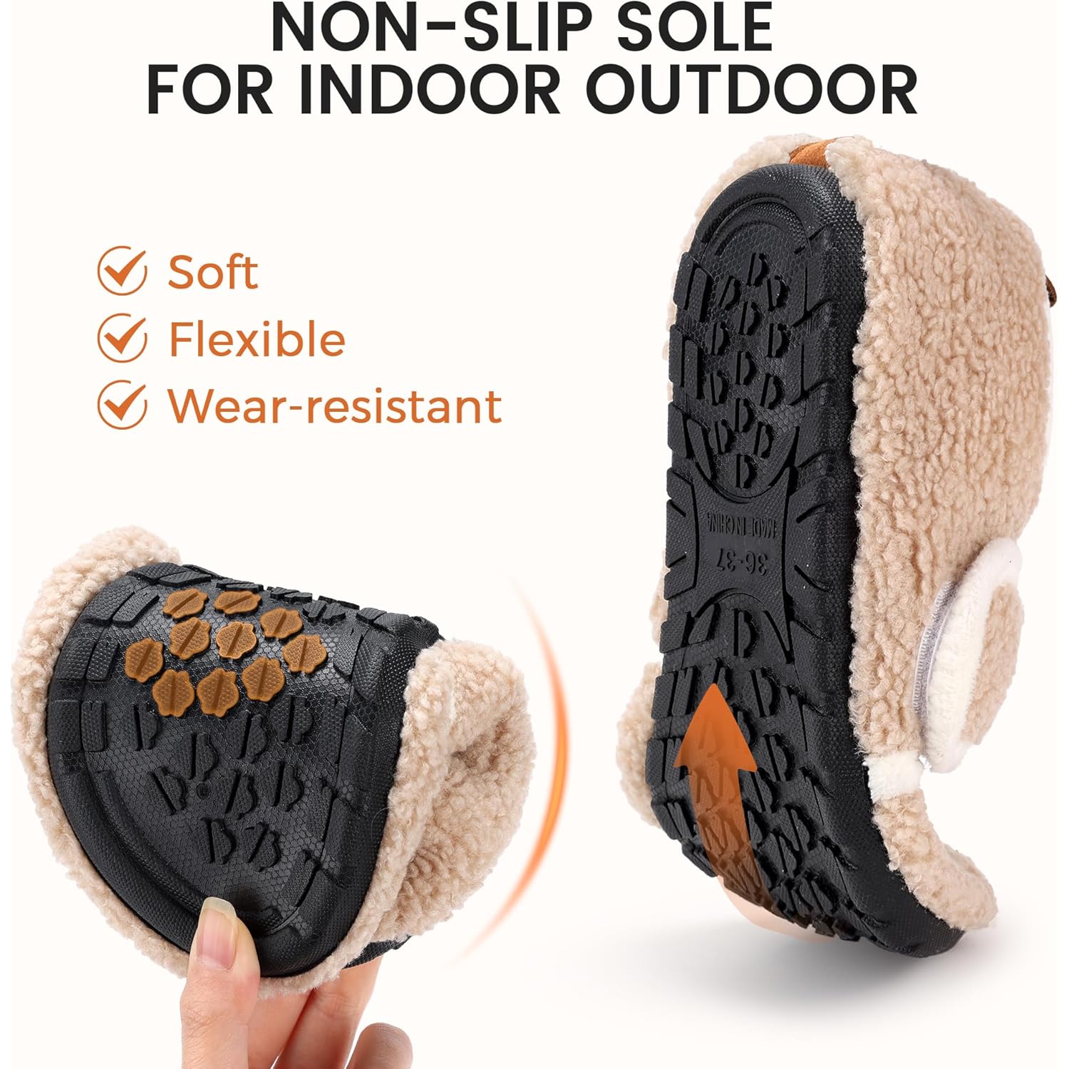 House Slippers for Women Men Slip on Indoor Barefoot Slippers Socks Cozy Fuzzy House Shoes Rubber Sole