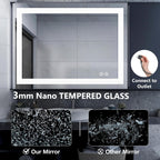 Dumos 24.1"X32.1" Led Bathroom Mirror, Smart Anti-Fog Bathroom Vanity Mirror With Front Light & Backlit, 3 Color Temperatures, Dimmable, Memory Function