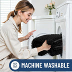 Smiry Luxury Chenille Bathroom Rugs 30x20, Extra Soft and Absorbent Shaggy Bath Mat, Machine Washable, Non-Slip Plush Carpet Runner for Tub, Shower, and Floor, Home Decor Accessories, Black
