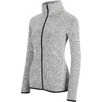 Women'S Long Sleeve Sweater Fleece Zip Up Speckled Jacket With Pockets