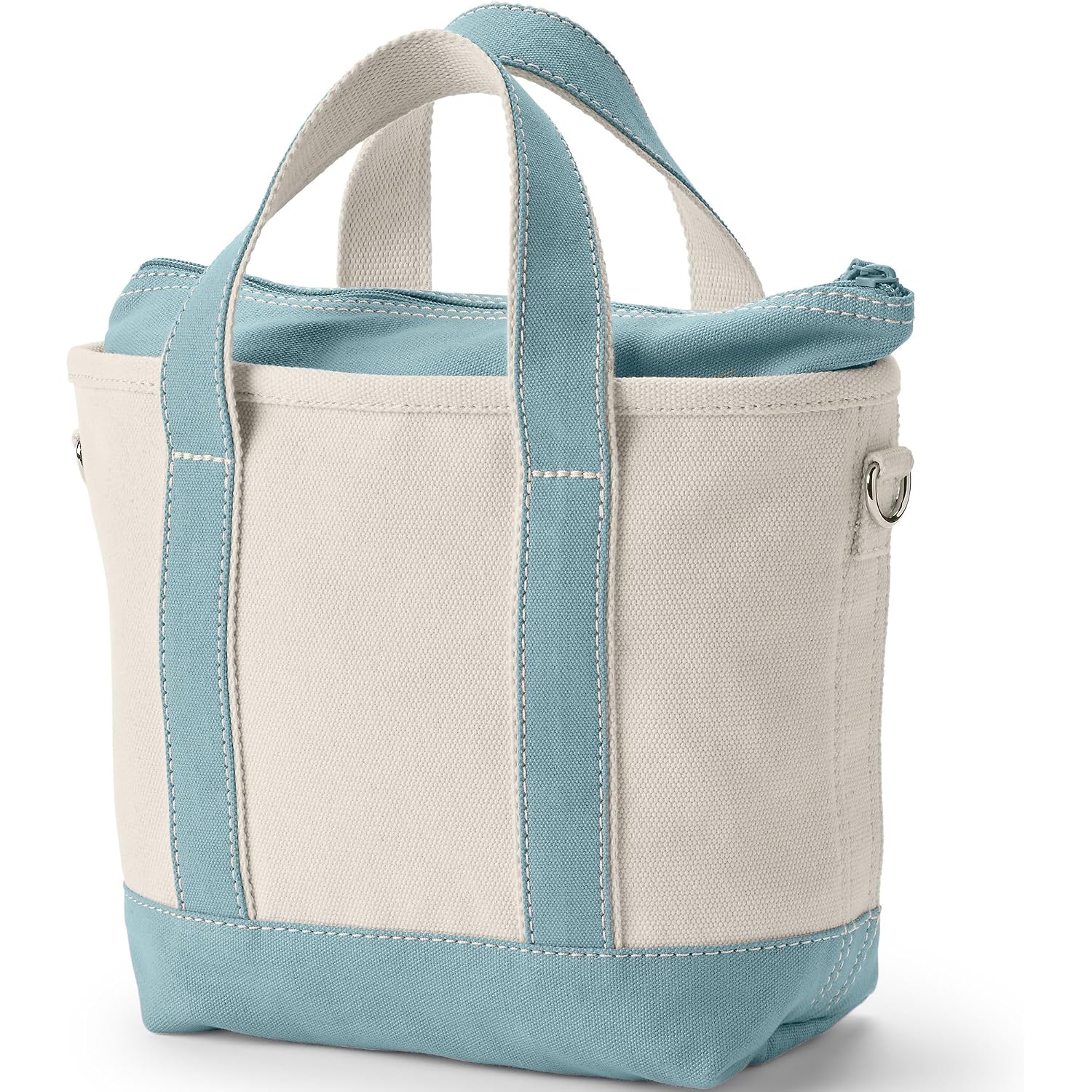 Lands' End Zip Top Long Handle Canvas Tote Bag