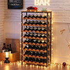 48 Bottle Wine Rack Freestanding Floor With Wood Top,8-Tier Wine Storage Shelf With Serving Station, Wine Holder For Kitchen, Bar, Dining Room, Home Bar Cabinet For Wine Bottles, No Wobble