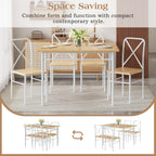 Vecelo 5-Piece Dining Table Set For 4, Wood Dinette With Chairs, Natural | Space-Saving, For Kitchen