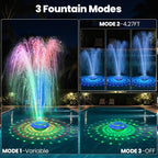Floating Pool Fountain With Lights Show, 9 Pool Light Modes And 3 Fountain Modes With Remote For Inground Above Ground Pool, Upgraded Rechargeable Pool Fountains With Anchor-1 Pc
