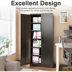 Wide & Deep Metal Storage Cabinet With 2 Doors And 5 Adjustable Shelves,72X36X18 Garage Storage Cabinet,Tall Black Locking Metal Cabinets With Lock,Steel Locked Cabinets For Home,Office,Garage