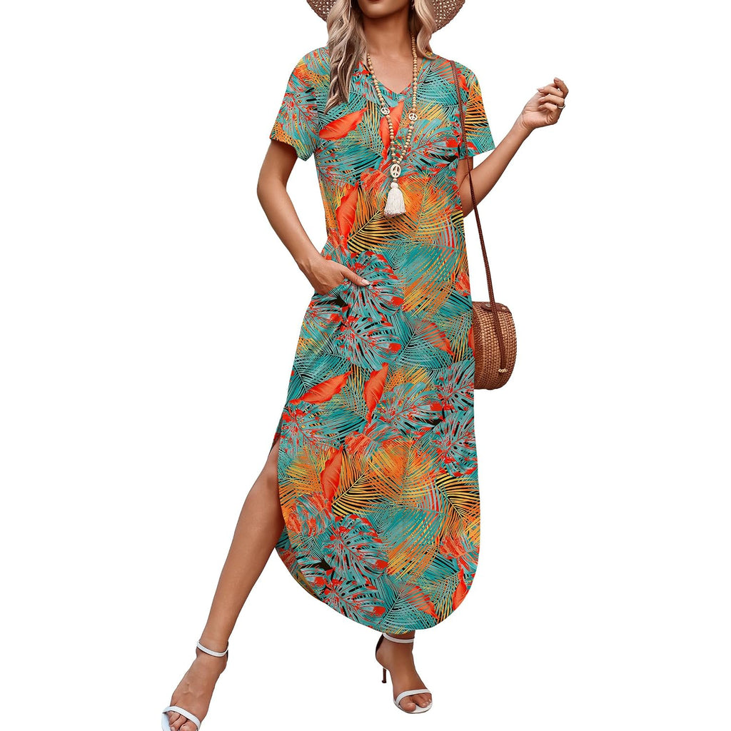 Wiholl Women'S Summer Short Sleeve Dresses Maxi Dress Vacation Beach Sundresses 2026 With Pockets