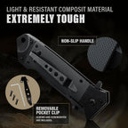 Spring Assisted Heavy Duty Pocket Knife For Men - 3.5" Tanto Sharp Blade - Folding Tactical Self Defense Japanese Knives With Portable Clip - For Hunting Camping Military Survival Work Edc 6688 Bb
