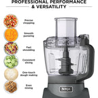 Ninja Food Processor, Professional Plus, 1000 Peak Watts, 4 Functions for Chopping, Slicing, Purees & Dough with 9-Cup Processor Bowl, 3 Blades, Food Chute & Pusher, Grey, BN601