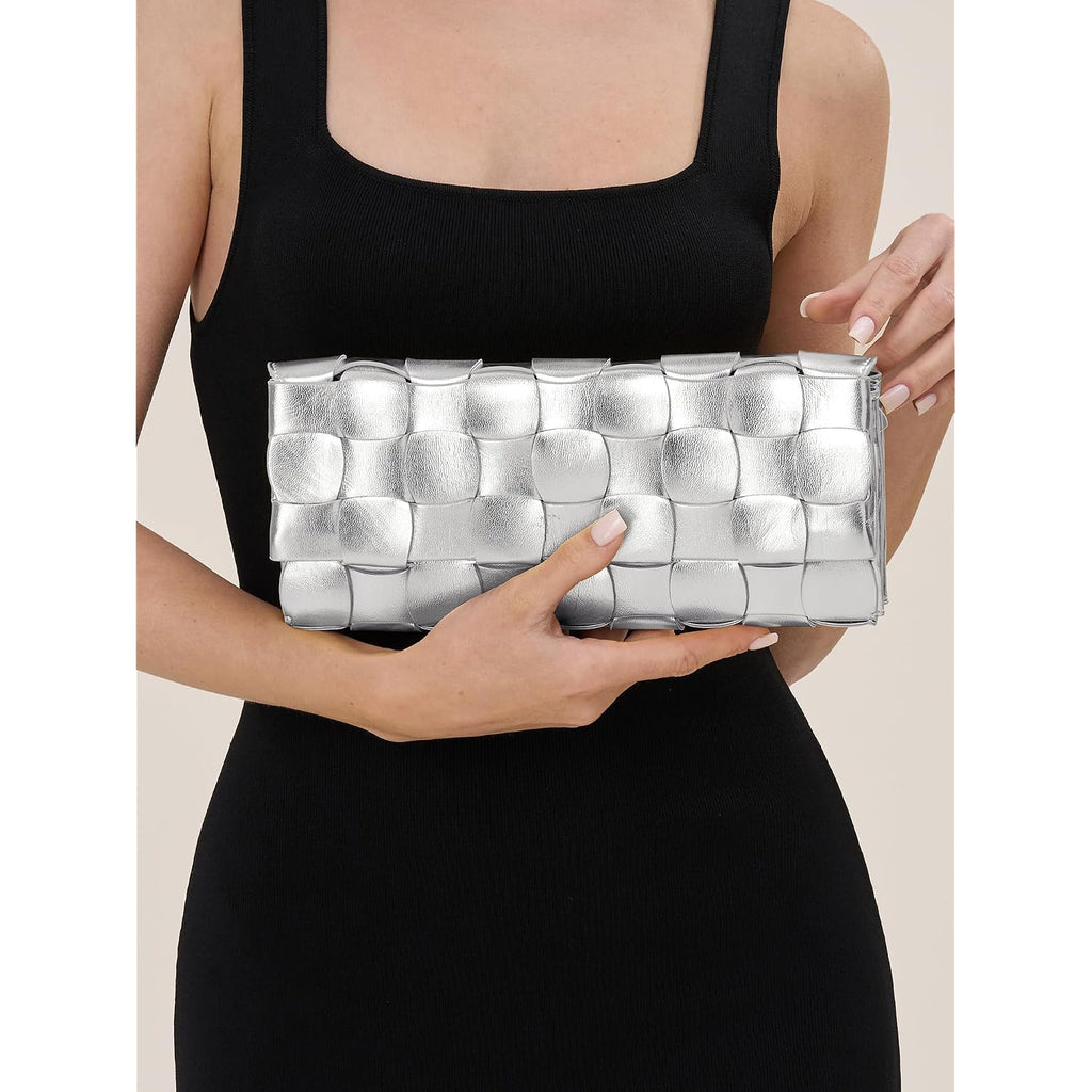 Woven Evening Clutch Purses For Women, Pu Crossbody Shoulder Purse Handbag For Evening, Formal Events, Wedding, Party