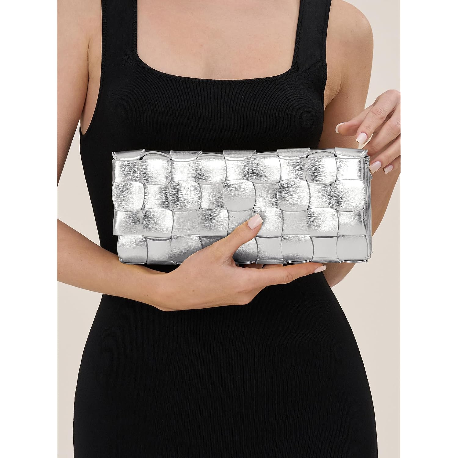 Woven Evening Clutch Purses For Women, Pu Crossbody Shoulder Purse Handbag For Evening, Formal Events, Wedding, Party