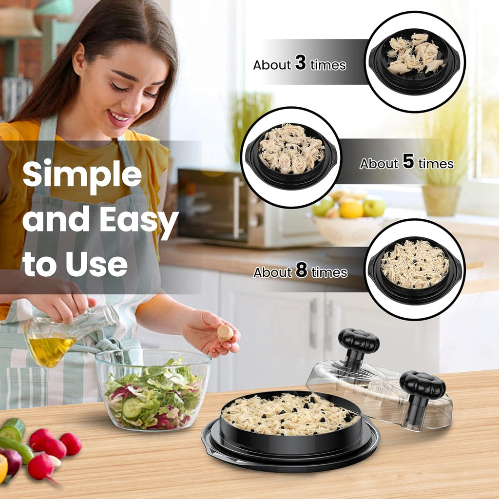 Chicken Shredder Tool Twist Large - 10'' Pro Meat Shredders For Chicken Breast,Visible Kitchen Gadgets Grinder Machine With Brush,Strong Anti-Slip Strip,Ergonomic Handle,Bpa Free (Black)
