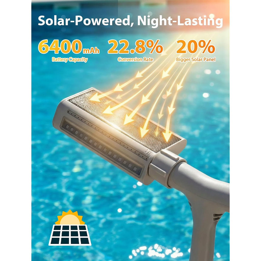 2026 Upgrade Height Solar Pool Fountain With 10-Color 4-Modes Led Lights, Auto Light-Sensing Sprinkler Waterfall For Above & Inground Pools With Remote, 360° Adjustable Dual Spray For Cooling (White)