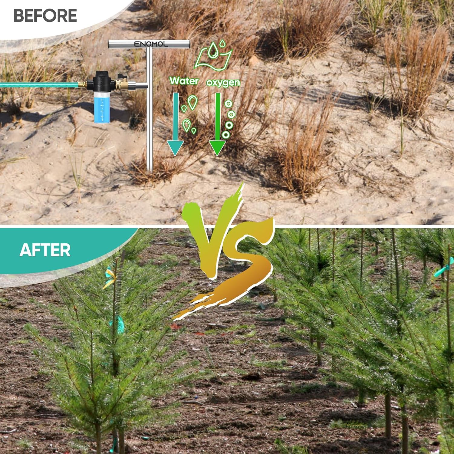 Stainless Steel Deep Root Tree Watering Tool,Root Feeder With Fertilizer Bottle Watering Wand Irrigation System Watering Stake,For Trees Bushes Shrubs Fruit Trees With Brass Valve T-Handle
