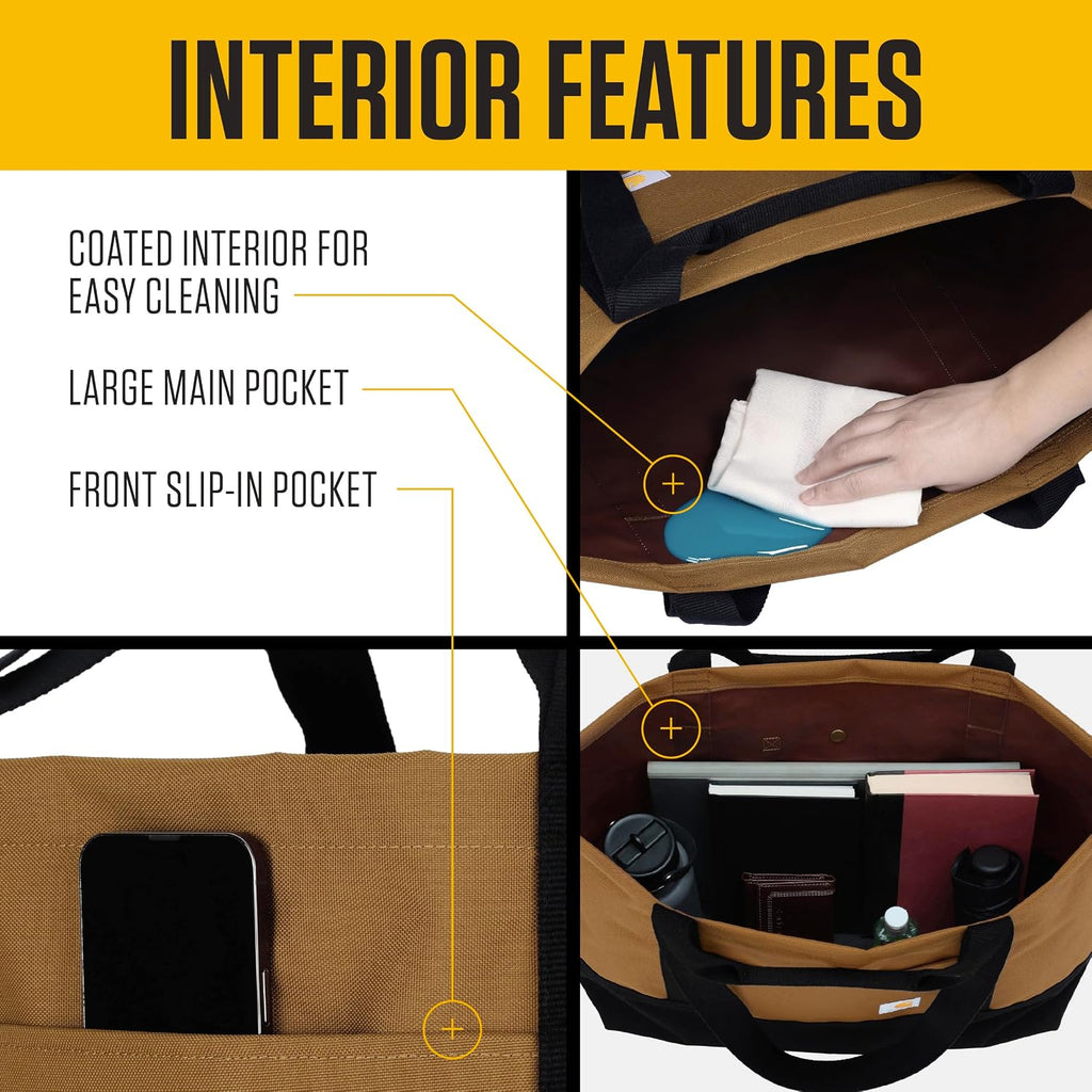 Carhartt Classic Vertical Open Tote Bag, Durable Water Repellent Material W/Hand And Shoulder Straps