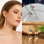 9 Pairs Floral Earrings Set Inspired Long Dangle Flower Leaf Designed Earrings With Pearl Accents And Tassel Details Hypoallergenic Statement Earrings for Women