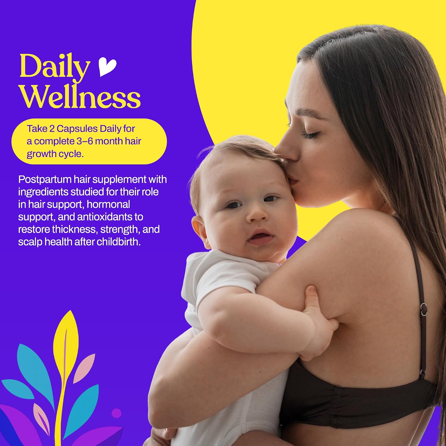 Mama'S Select Postpartum Hair Loss Vitamins – Reduce Shedding, Restore Thickness, Shine, & Strength – Supports Hormonal Balance, Cellular Renewal & Scalp Health – Treatment Is Safe For Breastfeeding