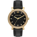 Michael Kors Corey Three-Hand Black Leather Watch