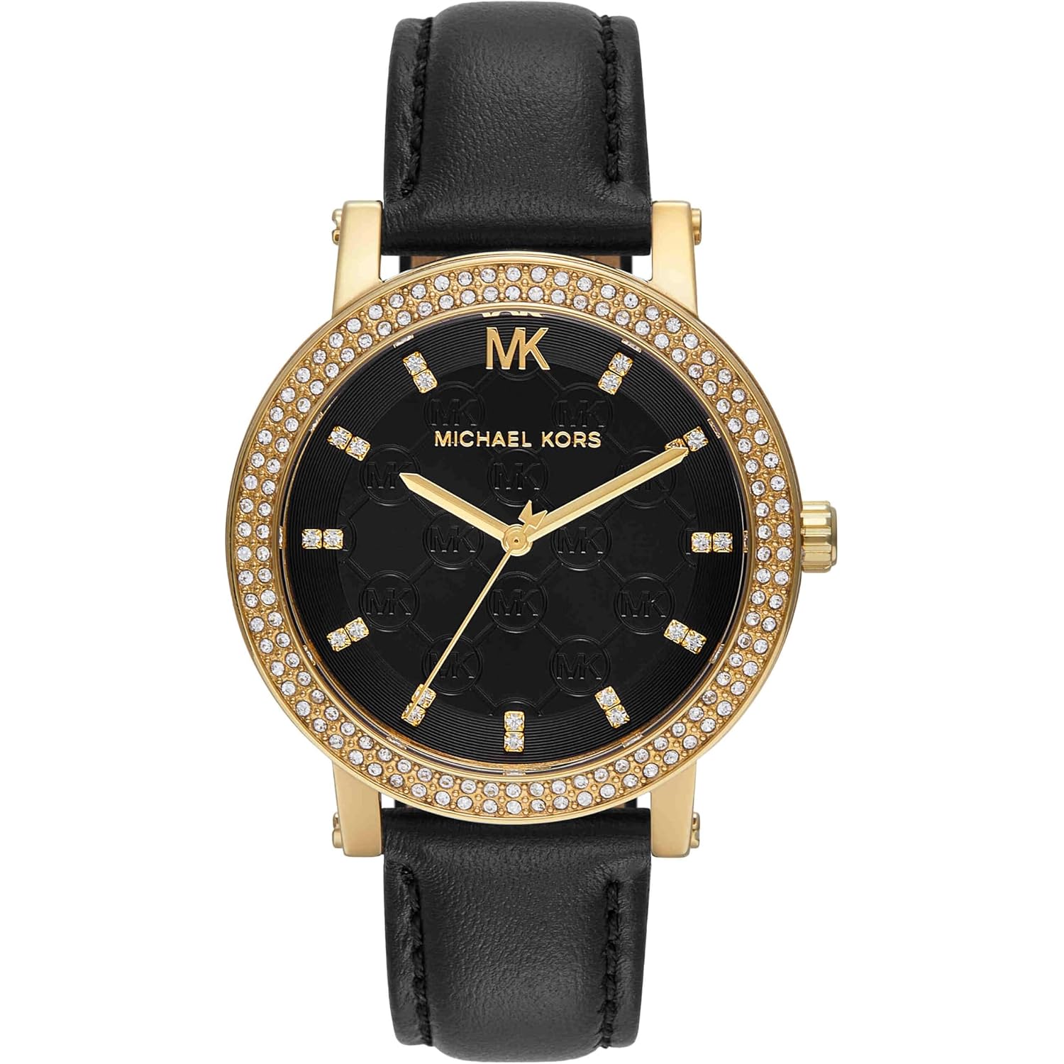 Michael Kors Corey Three-Hand Black Leather Watch