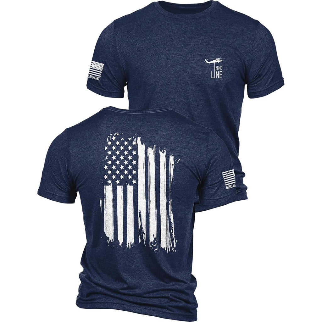Nine Line American Flag T-Shirt For Men, Usa Made Patriotic Shirt, 9 Line Apparel, Military Veteran Shirt, Freedom Shirt
