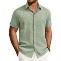 Mens Linen Shirt Short Sleeve Button Down Shirt Summer Casual Beach Tops | Lightweight Breathable, Shrink-Resistant, Linen Texture, Relaxed Fit Button Up, For Vacation Wedding Work Office Date Daily
