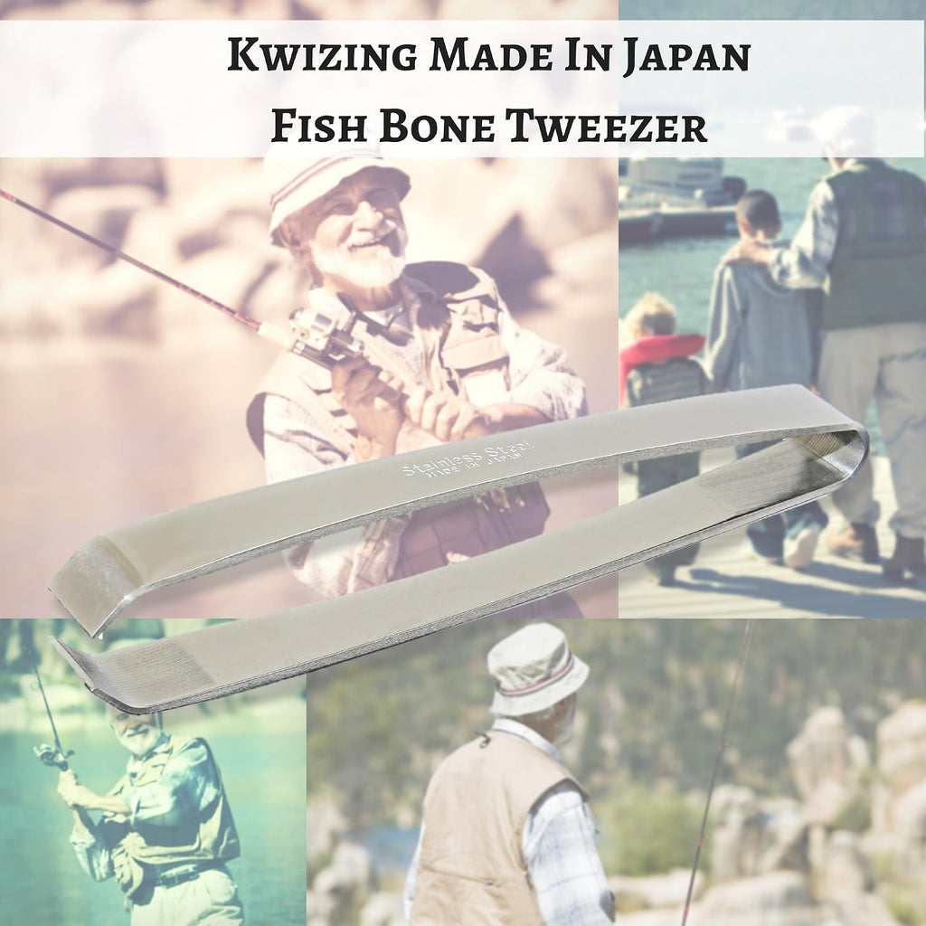 [Made In Japan] Kwizing Fish Bone Tweezers By Rci Global - Non-Slip, Precision Grip - Debone Salmon, Bass, Catfish - Stainless Steel Handmade Japanese Craftsmanship (4 3/4")