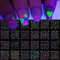 24PCS Luminous Flower Nail Art Stickers Decals Glow in The Dark Nail Stickers Butterfly Love Heart Bow Flowers 3D Self-Adhesive Nails Design Nail Art Supplies for Women Girls DIY Manicure Decorations