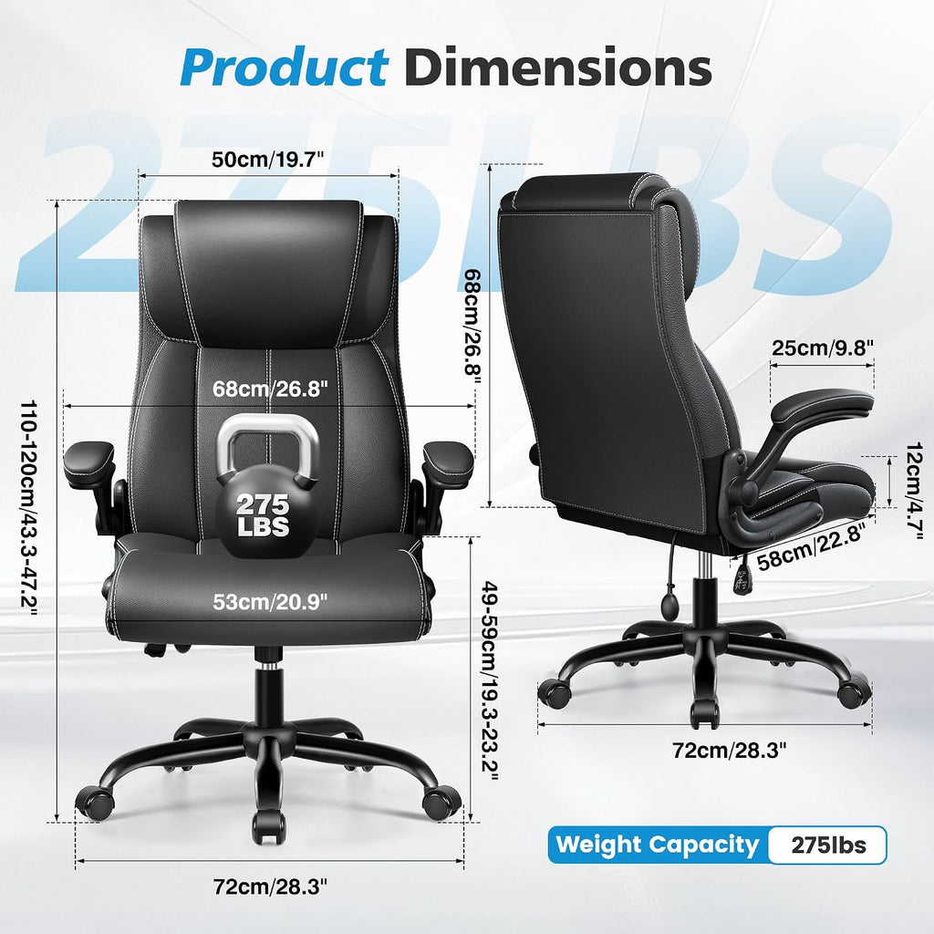 Ergonomic Office Chair, High Back Executive Leather Desk Chair