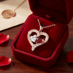 10K 14K 18K Gold Personalized Heart Necklace with 2 Birthstones Customized Pendant Jewelry I Love You Always and Forever Mother's Day Jewelry Gifts for Women Mom Wife Grandmother