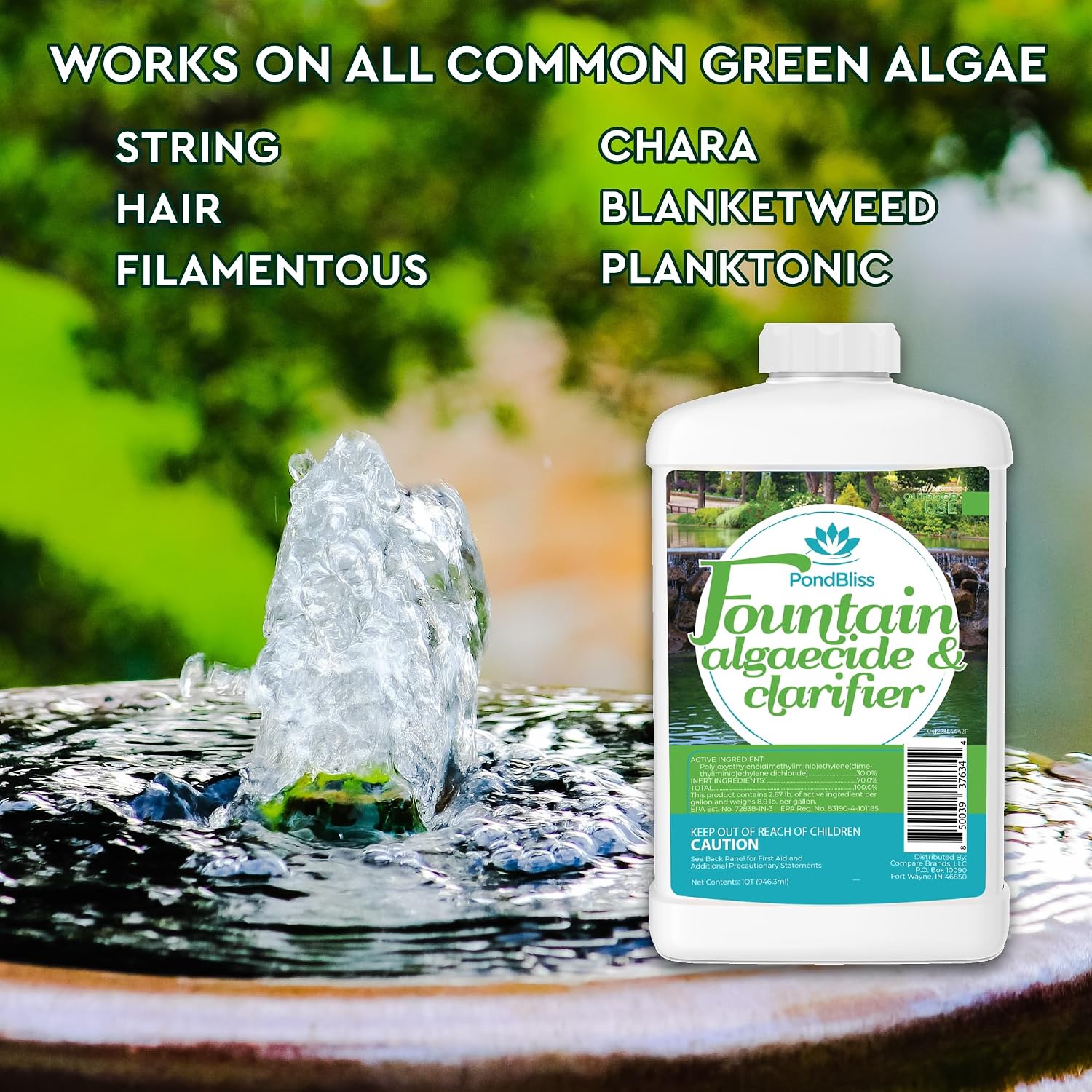 Algaecide For Fountains – Clarify And Controls Algae For Large And Small Fountain (8 Oz)