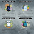 Versace Cologne for Men Set of 4 Mini Eros, Pour Homme, Dylan Blue, Eau Fraiche Perfume for Men Fragrance Sampler Set - Designer Mens Cologne Samples (4 Count, 0.17 oz)