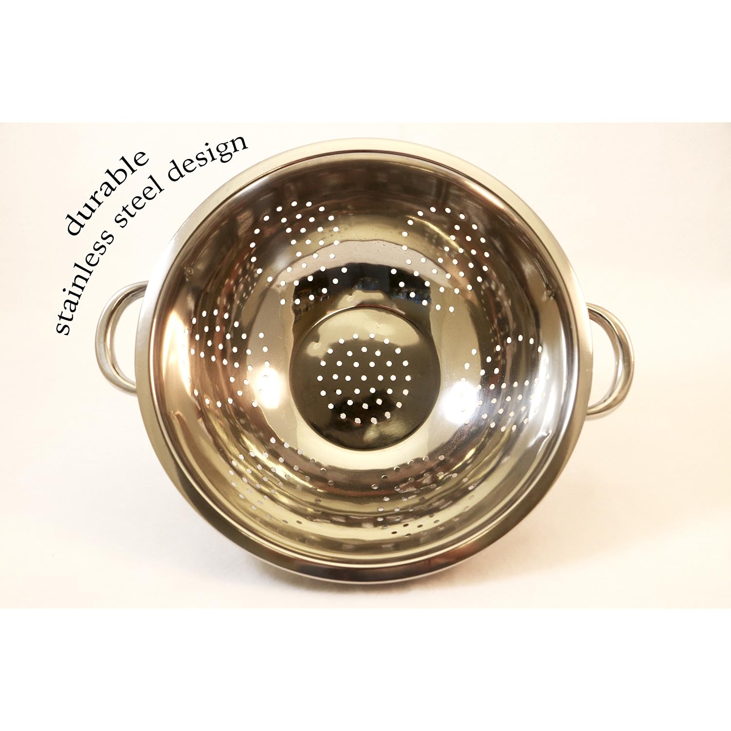 Excelsteel Heavy Duty Stainless Steel Colander 5 Qt | Easy Grip Handles | Self-Draining Base | Mirror Polished | Dishwasher Safe | Pack Of 1