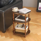 Side Table, 3-Tier Small End Table, Modern Oval Night Stand Accent Table For Living Room, Bedroom, Rustic Brown