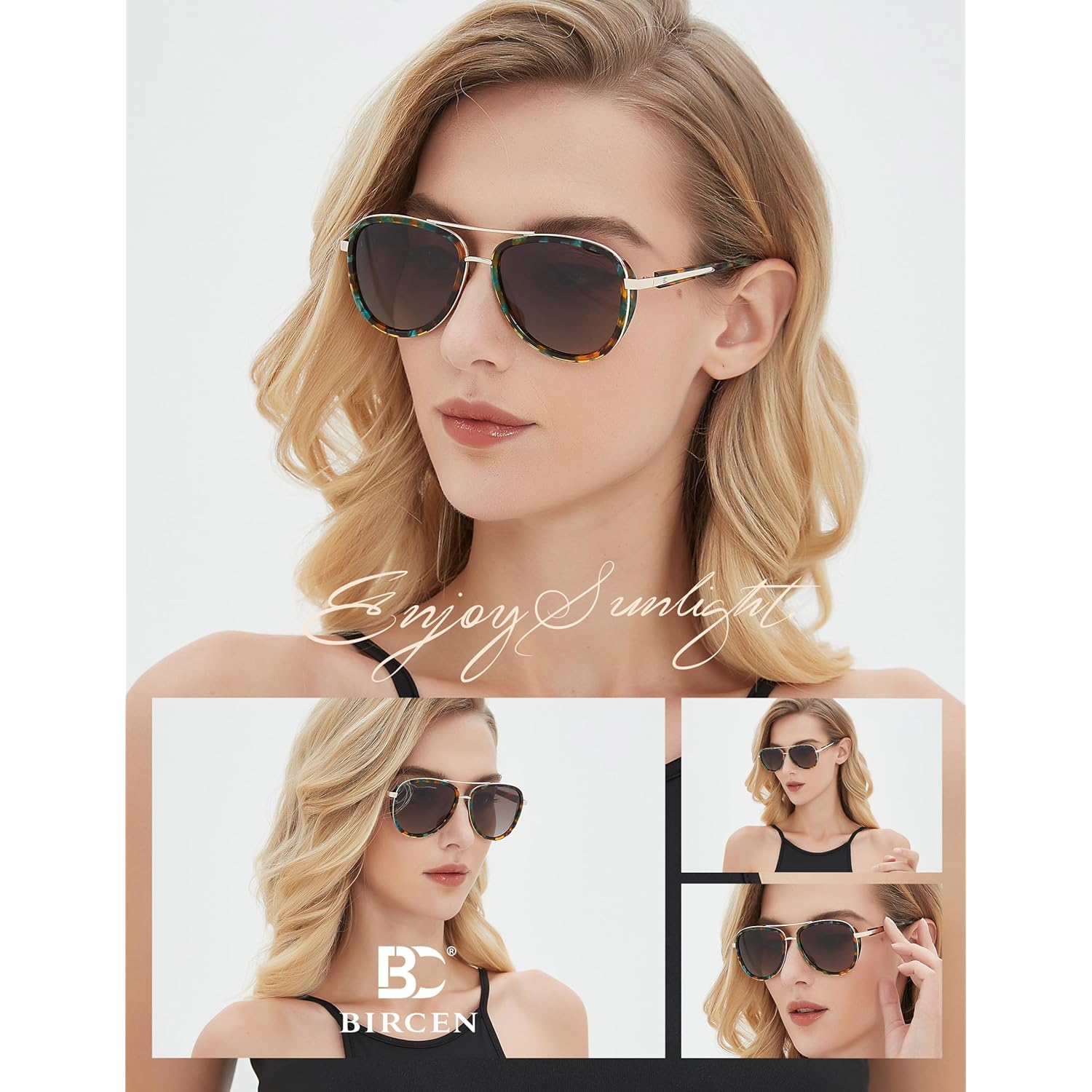BIRCEN Polarized Sunglasses for Women UV - Protection Womens Retro Mirrored Shades with Acetate Frame BC2001