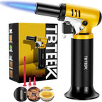 Butane Torch With Fuel Gauge T907, One-Hand Operation Kitchen Torch Lighter With Adjustable Flame For Bbq, Baking, Brulee Creme, Crafts And Soldering(Butane Gas Not Included)