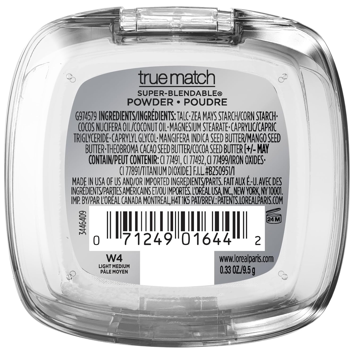 L'Oreal Paris True Match Super Blendable Oil Free Powder Foundation, W4 Light Medium, 0.33 Oz, Packaging May Vary
