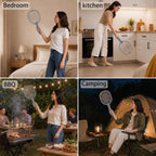 2-Pack Electric Fly Swatter – Battery Powered Mosquito & Bug Zapper Racket With Safe Mesh & Wall-Mount Design For Indoor And Outdoor Use (Black & Gray)