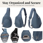 Baggallini Securtex® Anti-Theft Multi Zip Sling - Lightweight 8.6"X15.2" Travel Bag With Locking Zippers & Rfid Protection