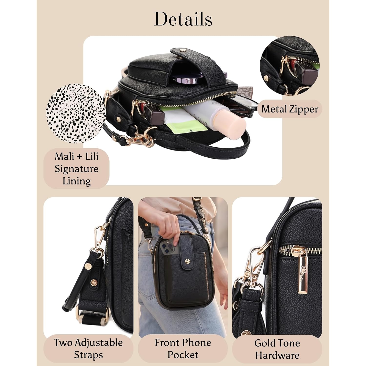 Gail Vegan Leather Multi Compartment Crossbody Bag