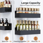 Magnetic Spice Rack For Refrigerator, Kitchen Organizer And Storage Shelf, Black (4 Pack)…