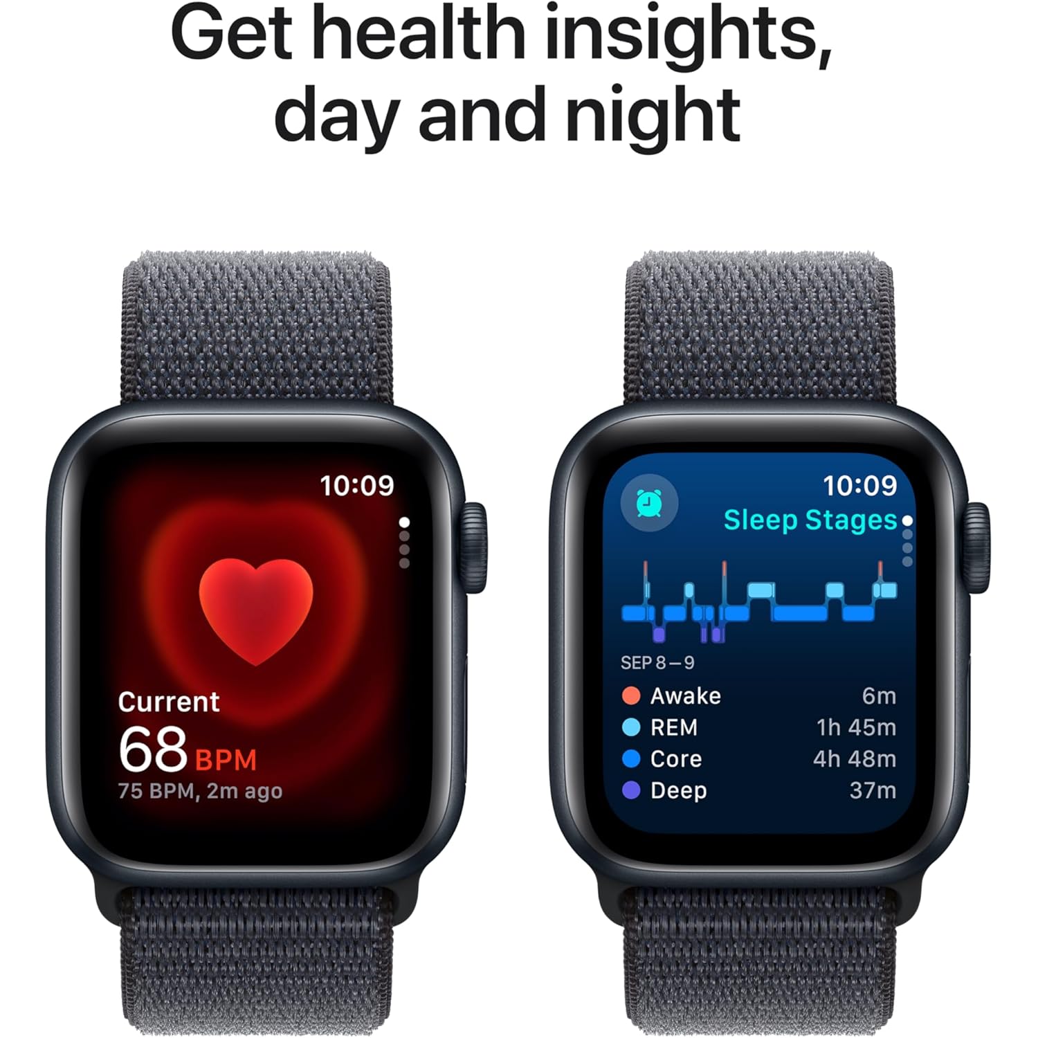 Apple Watch SE (2nd Gen) [GPS 40mm] Smartwatch with Midnight Aluminum Case with Midnight Sport Loop. Fitness & Sleep Tracker, Crash Detection, Heart Rate Monitor, Carbon Neutral