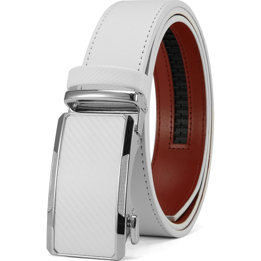 Men'S Adjustable Ratchet Belt -White Leather Dress Belt For Men, Customizable Fit, Easy To Use, Maximum Durability